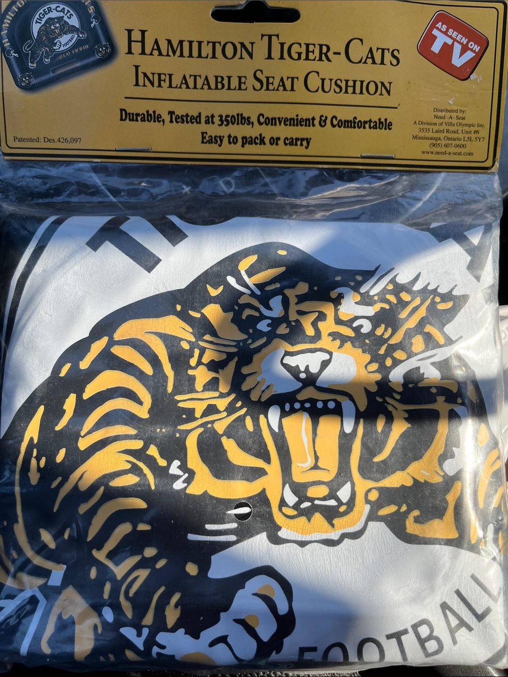 Hamilton Inflatable Seat Cushion - Black & Gold Tiger Design